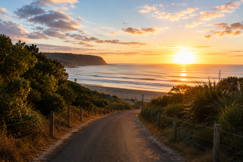 Road leading toward a sunrise beach, symbolizing the opportunity ahead for AI literacy.